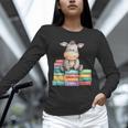 Adorable Donkey With Heart Sitting On Colorful Book Stack Unisex Long Sleeve T-Shirt