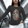 Book Lover Skeleton Reading With Dia De Los Muertos Flowers Unisex Long Sleeve T-Shirt Book Lover Skeleton Reading With Dia De Los Muertos Flowers Unisex Long Sleeve T-Shirt