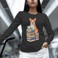 Bookworm Corgi Reading Books Drinking Coffee Dog Lover Unisex Long Sleeve T-Shirt
