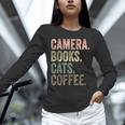 Camera Books Cats And Coffee Lover Photography Men Women Unisex Long Sleeve T-Shirt Camera Books Cats And Coffee Lover Photography Men Women Unisex Long Sleeve T-Shirt