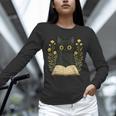 Cat Reading Book Flowers Unisex Long Sleeve T-Shirt
