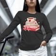 Cute Books And Coffee Crochet Valentines Day Tee For Couples Unisex Long Sleeve T-Shirt