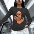 Cute Bookworm Worm Reading Book Glasses Nerdy Unisex Long Sleeve T-Shirt