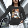 Cute Cozy Ghost Reading With Cat Book Lover Autumn Fall Unisex Long Sleeve T-Shirt Cute Cozy Ghost Reading With Cat Book Lover Autumn Fall Unisex Long Sleeve T-Shirt