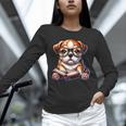 Cute Dog Puppy English Bulldog Reading Book Unisex Long Sleeve T-Shirt Cute Dog Puppy English Bulldog Reading Book Unisex Long Sleeve T-Shirt