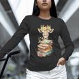 Cute Giraffe With Book Floral Bookworm Librarian Book Lover Unisex Long Sleeve T-Shirt
