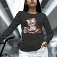 Cute Kitten Bookworm Adorable Cat With Glasses Reading Book Unisex Long Sleeve T-Shirt