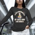Easily Distracted By Cats & Books Tee Reader Book Worm Unisex Long Sleeve T-Shirt