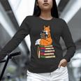 Fox Books Read Reading Librarian America Men Women Kids Unisex Long Sleeve T-Shirt