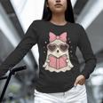 Ghost Reading Book Halloween Cat Lover Unisex Long Sleeve T-Shirt