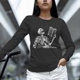 Hilarious Skeleton Holding a Book And Laughing Gothic Unisex Long Sleeve T-Shirt