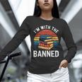 I'm With The Banned Stack Of Books Vintage Sunset Retro Unisex Long Sleeve T-Shirt