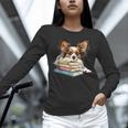 Papillon Books Reading Dog Breed Graphic For Men Women Kids Unisex Long Sleeve T-Shirt Papillon Books Reading Dog Breed Graphic For Men Women Kids Unisex Long Sleeve T-Shirt