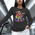 Rainbow Pride Bigfoot Reading Book With Heart Glasses Unisex Long Sleeve T-Shirt