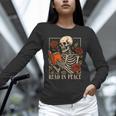 Read In Peace Skeleton Reading Book Halloween Teacher Unisex Long Sleeve T-Shirt