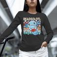 Readsolotl Blue Kawaii Axolotl Book Lover Reading Retro Unisex Long Sleeve T-Shirt