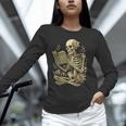 Skeleton Book Floral Skull Halloween Teacher Costume Unisex Long Sleeve T-Shirt