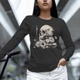 Skull Books Flowers Goth Reader Grunge Dark Alt Aesthetic Unisex Long Sleeve T-Shirt