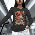 Squirrel Reading Book Lovers Fall Leaves Library Books Unisex Long Sleeve T-Shirt