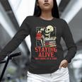 Staying Alive One Book At A Time Skeleton Reading Librarian Unisex Long Sleeve T-Shirt
