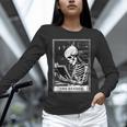 Tarot Card Shirt The Reader Tarot Skeleton Reading Book Unisex Long Sleeve T-Shirt