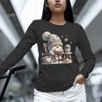 Vintage Cute Gnome Reading Book Coffee Cute Gnome Graphic Unisex Long Sleeve T-Shirt