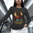Wizard Cat Reading a Book While Crocheting Unisex Long Sleeve T-Shirt