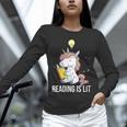 Women's Reading Is Lit Unicorn Library English Teacher Book Lover Unisex Long Sleeve T-Shirt