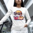 Adorable Book Lover Rattlesnake With Reading Glasses Cute Unisex Long Sleeve T-Shirt