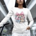 Book Lover Coquette Bow Pink Dainty Ribbon Cute Bookworm Unisex Long Sleeve T-Shirt