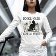 Books Cats Life Is Sweet Cat Book Lover Men Women Teen Unisex Long Sleeve T-Shirt