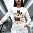 Books Ghost Reading Book Halloween Library Cat Fall Unisex Long Sleeve T-Shirt Books Ghost Reading Book Halloween Library Cat Fall Unisex Long Sleeve T-Shirt