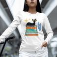 Cat And Books Retro Midcentury Mid Century Aesthetic Unisex Long Sleeve T-Shirt