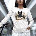 Cat Shirts For Women Book Lover Shirt Cute Cat And Book Premium Tri-Blend Unisex Long Sleeve T-Shirt