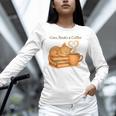 Cats Books And Coffee Heart Cozy Cat Lover Bookworm Readers Unisex Long Sleeve T-Shirt