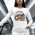 Cute Coffee Cats Books Lover Idea Women Men Kids Unisex Long Sleeve T-Shirt Cute Coffee Cats Books Lover Idea Women Men Kids Unisex Long Sleeve T-Shirt