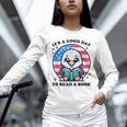 A Good Day To Read a Book Reading Eagle With American Flag Unisex Long Sleeve T-Shirt