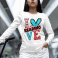 I Heart Books Love Reading Red And Stripe Animated Cat For Men Women Girls Kids Unisex Long Sleeve T-Shirt