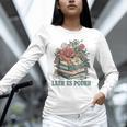 Leer ES Poder Cute Floral Spanish Teacher Book Reading Unisex Long Sleeve T-Shirt