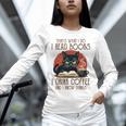 i Read Books And i Know Things Cat Reading Coffee Unisex Long Sleeve T-Shirt