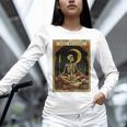 The Reader Tarot Card Book Lover Skeleton Art Goth Style Unisex Long Sleeve T-Shirt