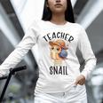 Teacher Snail With Glasses On Books Cute Pre-K Kindergarten Unisex Long Sleeve T-Shirt