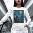 Van Gogh Starry Night Fantasy Reader Dragon Reading Book Unisex Long Sleeve T-Shirt Van Gogh Starry Night Fantasy Reader Dragon Reading Book Unisex Long Sleeve T-Shirt