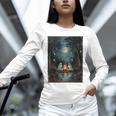 Vintage Ghost Book Reading Camping Gothic Halloween Teachers Unisex Long Sleeve T-Shirt