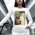 Vintage Japanese Cat Book Lovers UFO Alien Abduction Cat Dad Unisex Long Sleeve T-Shirt Vintage Japanese Cat Book Lovers UFO Alien Abduction Cat Dad Unisex Long Sleeve T-Shirt