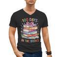 100 Days In The Books Cute Book 100 Days Of School Teachers Men's V-Neck T-Shirt 100 Days In The Books Cute Book 100 Days Of School Teachers Men's V-Neck T-Shirt