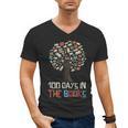 100 Days In The Books Tree Reading Teacher Student 100th Day Men's V-Neck T-Shirt
