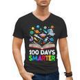 100th Day Of School Astronaut Books Space 100 Days Smarter Men's V-Neck T-Shirt