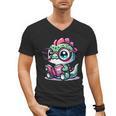 Adorable Book Lover Basilisk With Reading Glasses Cute Men's V-Neck T-Shirt