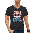 Adorable Book Lover Maine Coon Cat With Reading Glasses Cute Men's V-Neck T-Shirt